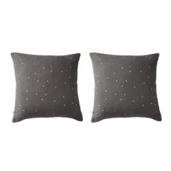 Lot De 2 Taies D'oreillers à Pois Brodés Double Gaze De Coton