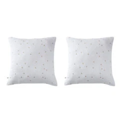 Lot De 2 Taies D'oreillers à Pois Brodés Double Gaze De Coton 31 Lot De 2 Taies D'oreillers à Pois Brodés Double Gaze De Coton -Magasin De Literie lot taie oreiller chic blanc fond blanc