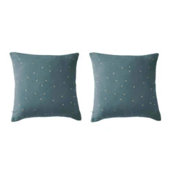 Lot De 2 Taies D'oreillers à Pois Brodés Double Gaze De Coton 30 Lot De 2 Taies D'oreillers à Pois Brodés Double Gaze De Coton -Magasin De Literie lot taie oreiller chic canard fond blanc
