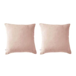 Lot De 2 Taies D'oreillers à Pois Brodés Double Gaze De Coton 27 Lot De 2 Taies D'oreillers à Pois Brodés Double Gaze De Coton -Magasin De Literie lot taie oreiller chic rose fond blanc