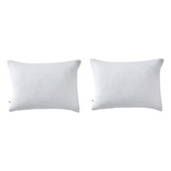Lot De 2 Taies D'oreillers Brodées Double Gaze De Coton 39 Lot De 2 Taies D'oreillers Brodées Double Gaze De Coton -Magasin De Literie lot taie oreiller rectangle boho blanc fond blanc