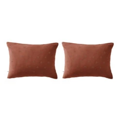 Lot De 2 Taies D'oreillers Brodées Double Gaze De Coton 36 Lot De 2 Taies D'oreillers Brodées Double Gaze De Coton -Magasin De Literie lot taie oreiller rectangle boho orange fond blanc