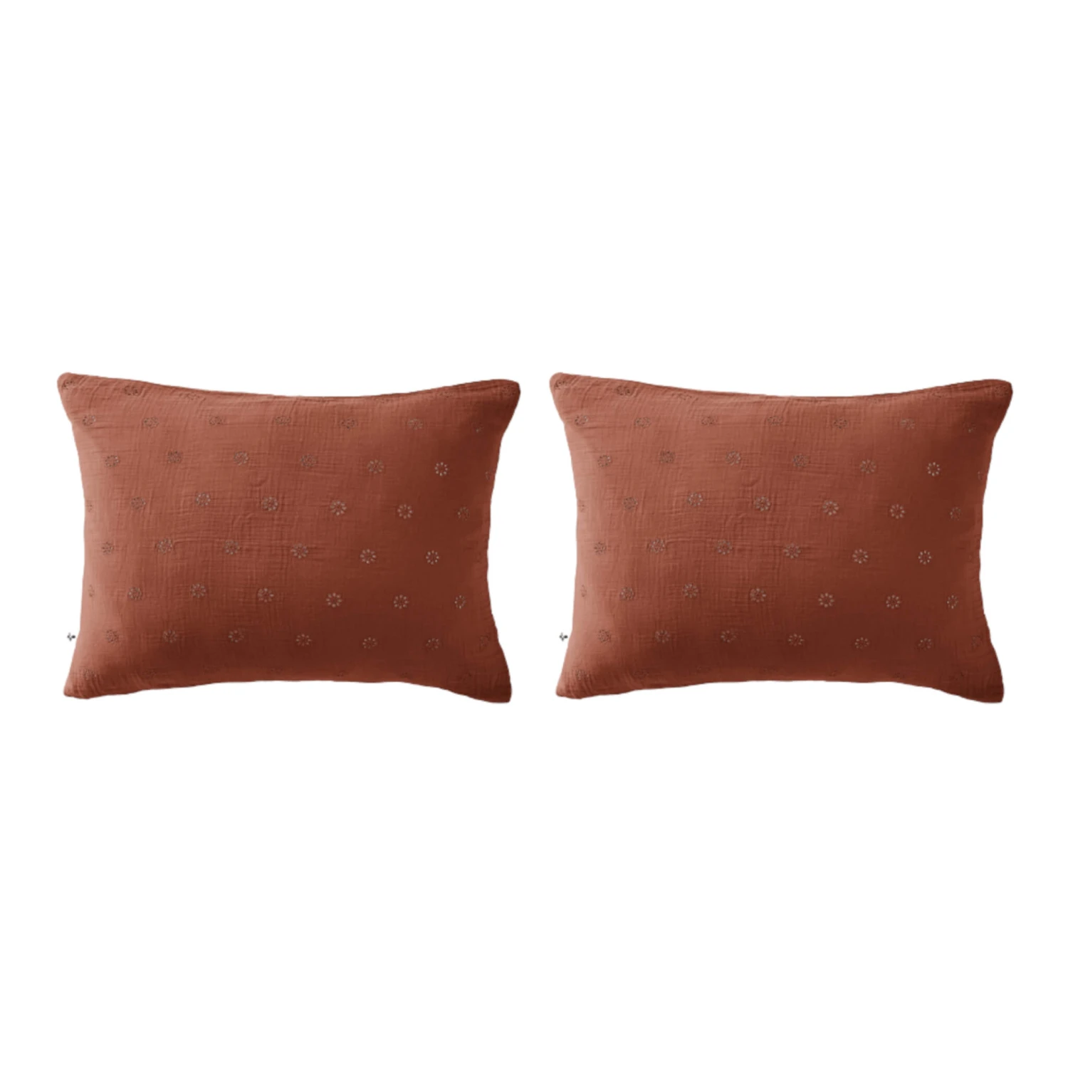 Lot De 2 Taies D'oreillers Brodées Double Gaze De Coton 17 Lot De 2 Taies D'oreillers Brodées Double Gaze De Coton – Image 15