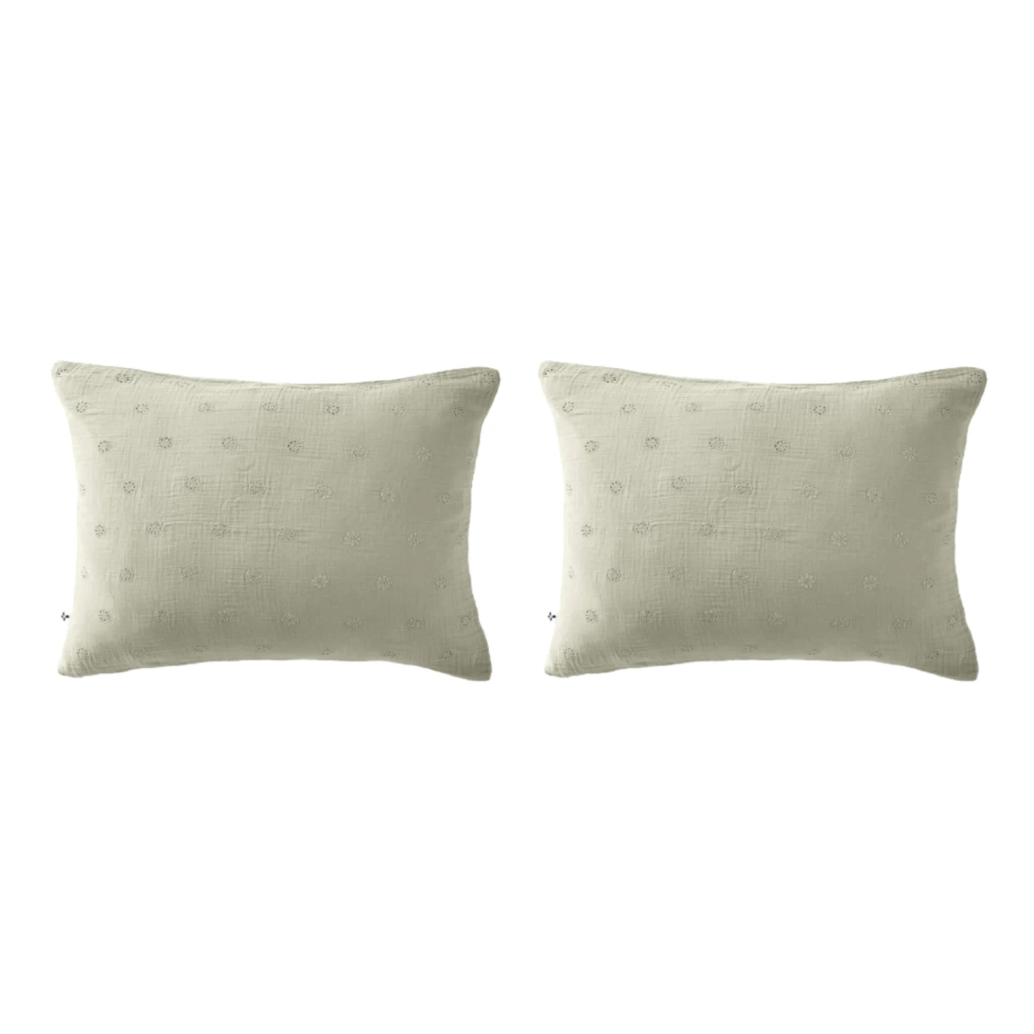 Lot De 2 Taies D'oreillers Brodées Double Gaze De Coton 19 Lot De 2 Taies D'oreillers Brodées Double Gaze De Coton – Image 17