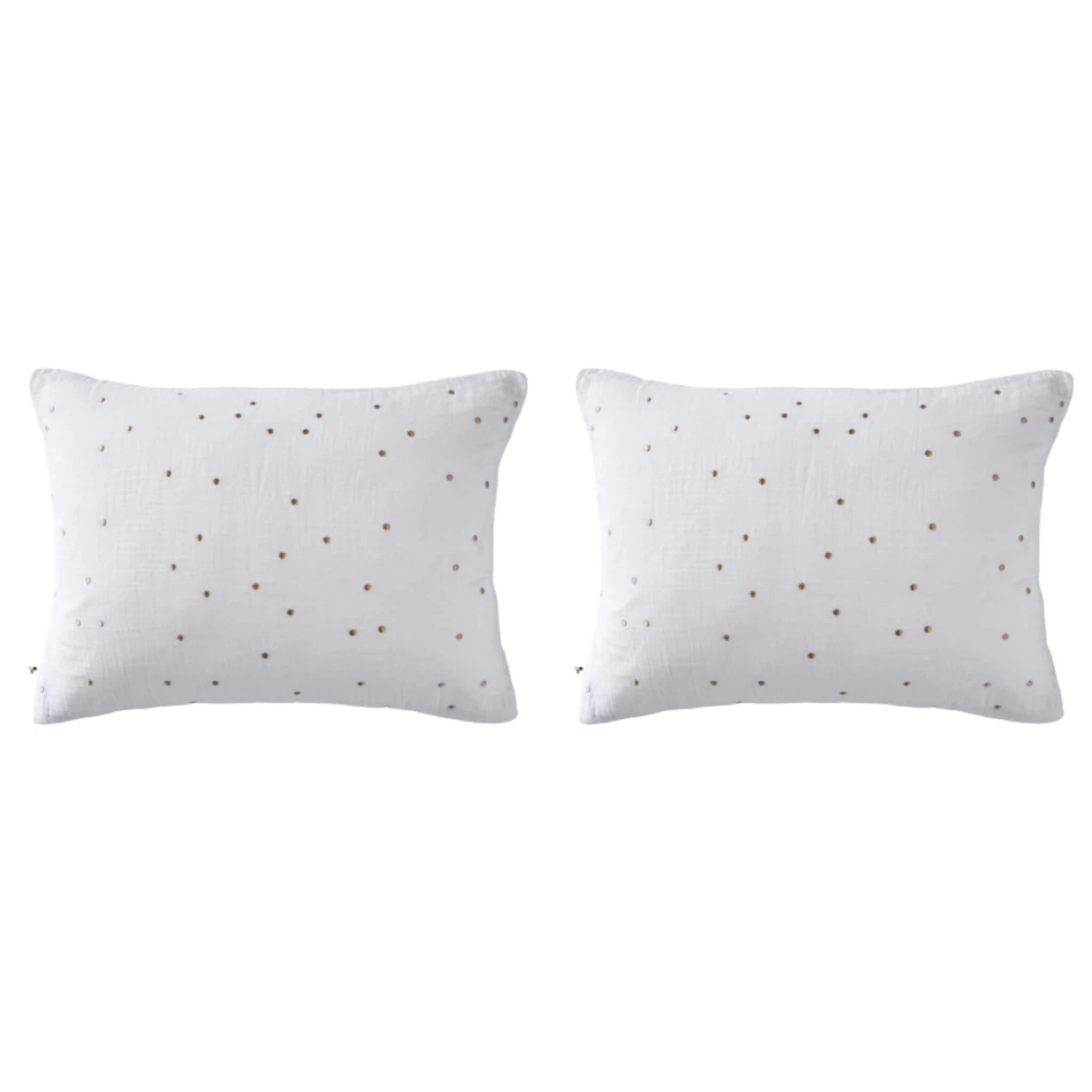 Lot De 2 Taies D'oreillers à Pois Brodés Double Gaze De Coton 7 Lot De 2 Taies D'oreillers à Pois Brodés Double Gaze De Coton – Image 5