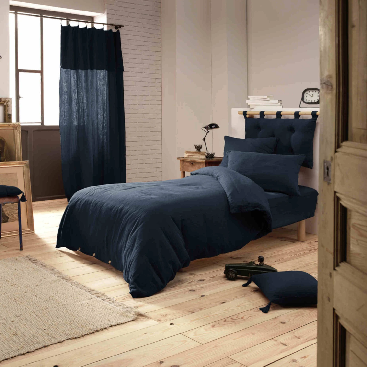 Parure De Lit Double Gaze De Coton Marine 5 Parure De Lit Double Gaze De Coton Marine – Image 3