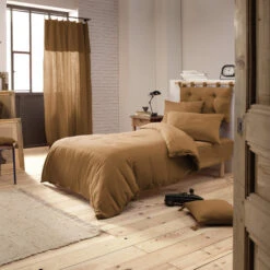 Housse De Couette Double Gaze De Coton Marron 10 Housse De Couette Double Gaze De Coton Marron -Magasin De Literie marron ambiance 2