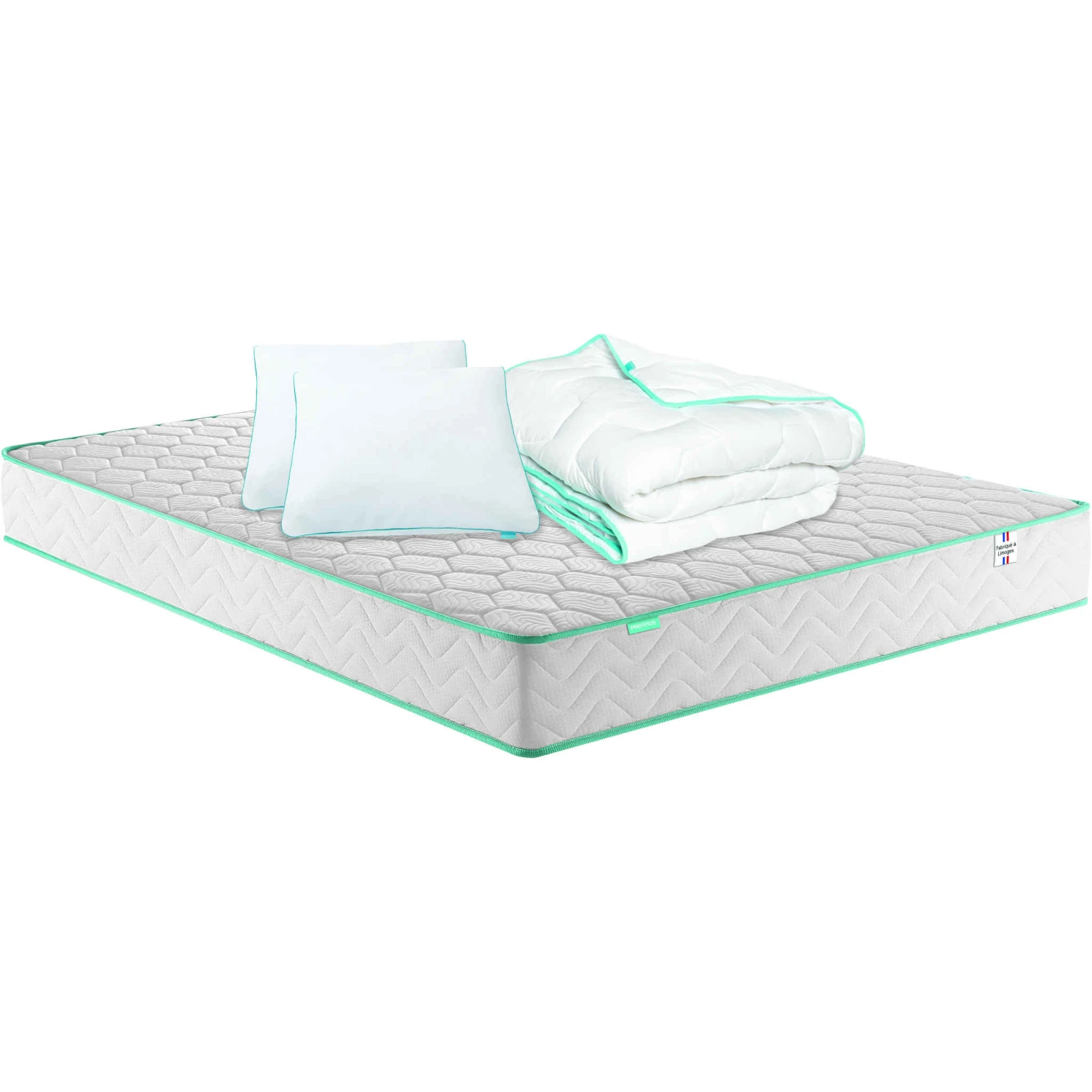 Matelas Merinos Ressorts Ensachés ENJOY + Couette Et Oreillers 3 Matelas Merinos Ressorts Ensachés ENJOY + Couette Et Oreillers