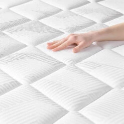 Ensemble Matelas Sommier, Ressorts Ensachés + 2cm Mousse Mémoire RV2 -Magasin De Literie matelas ressorts ensach s 2cm mousse m moire rv2 zoom tissu 1 1