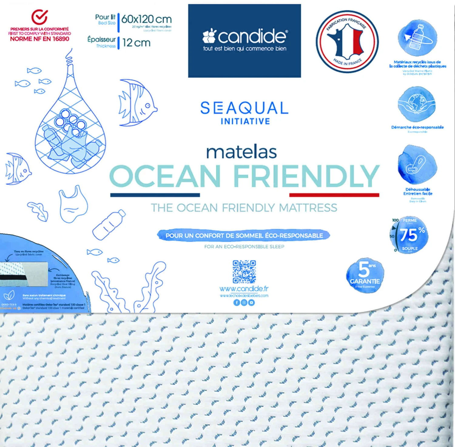 Candide Matelas Bébé Déhoussable éco-responsable OCEAN FRIENDLY 5 Candide Matelas Bébé Déhoussable éco-responsable OCEAN FRIENDLY – Image 3