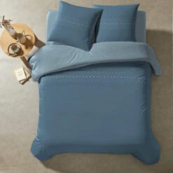 Parure De Lit Amsy Bleu 240x220 Cm -Magasin De Literie parure amsy bleu vue dessus
