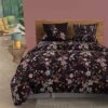 Parure De Lit Flowers Noir -Magasin De Literie parure de lit flowers noire