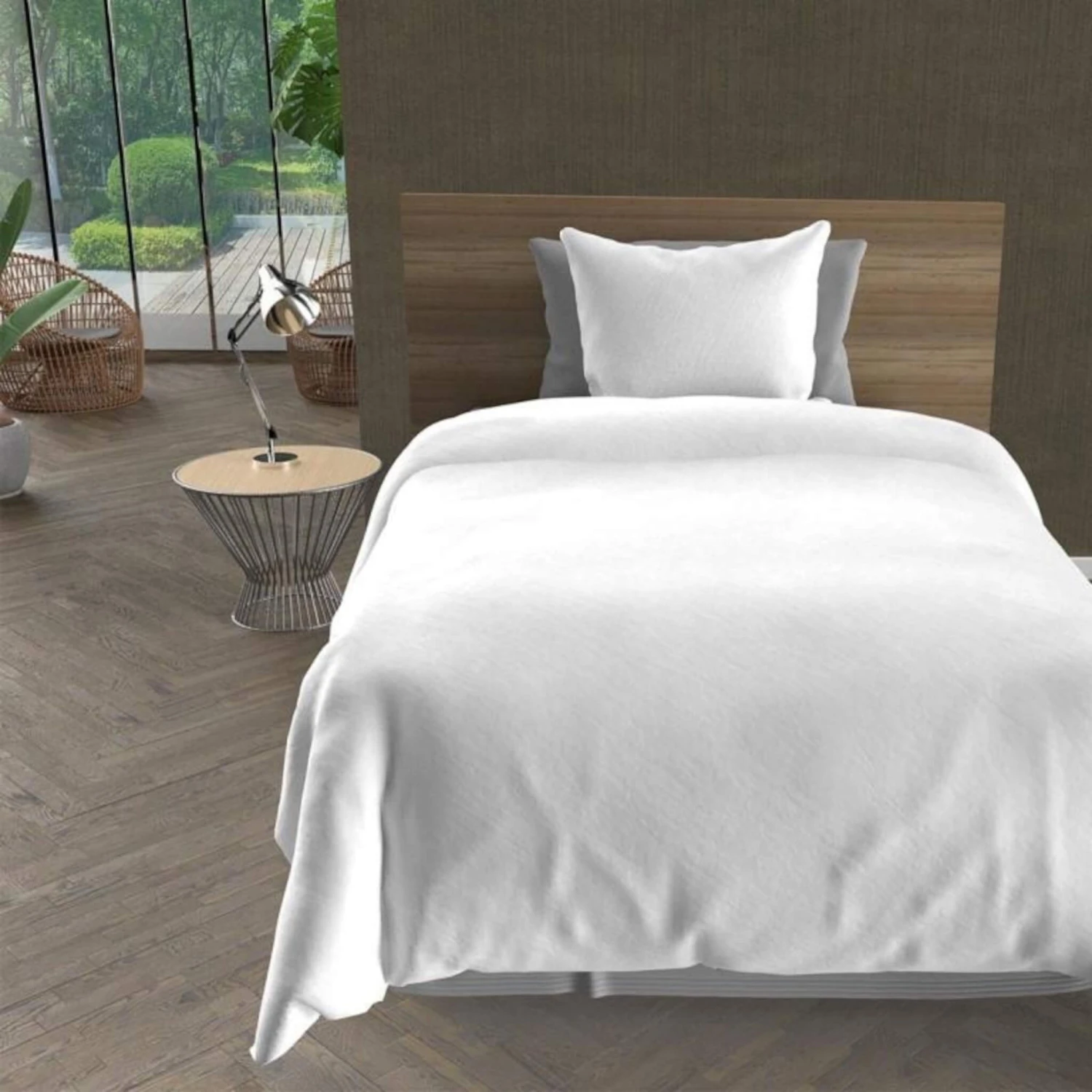 Parure De Lit Unie Bohème Blanc 4 Parure De Lit Unie Bohème Blanc – Image 2