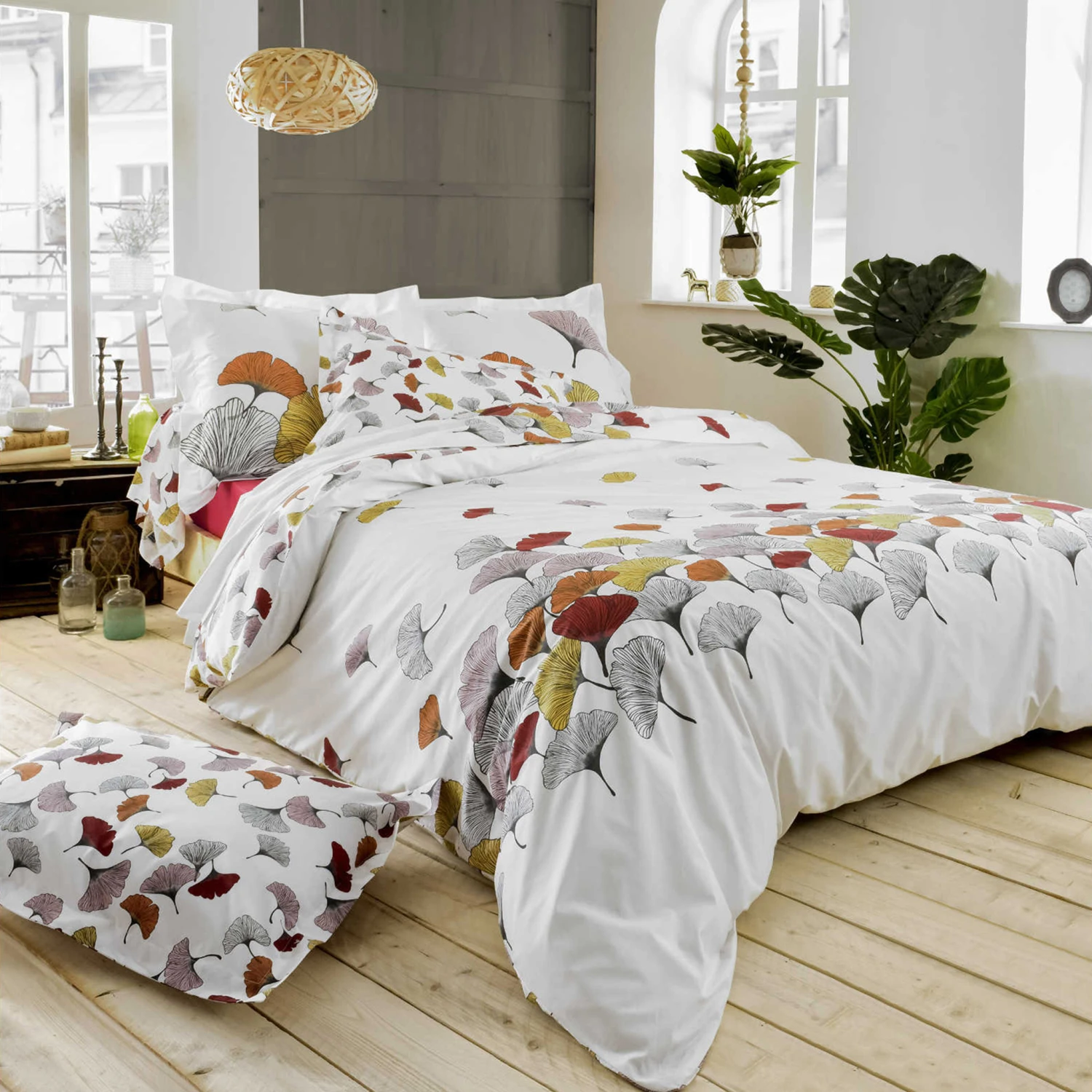 Parure De Lit Percale Ginkgo Rose - Tradilinge 4 Parure De Lit Percale Ginkgo Rose - Tradilinge – Image 2