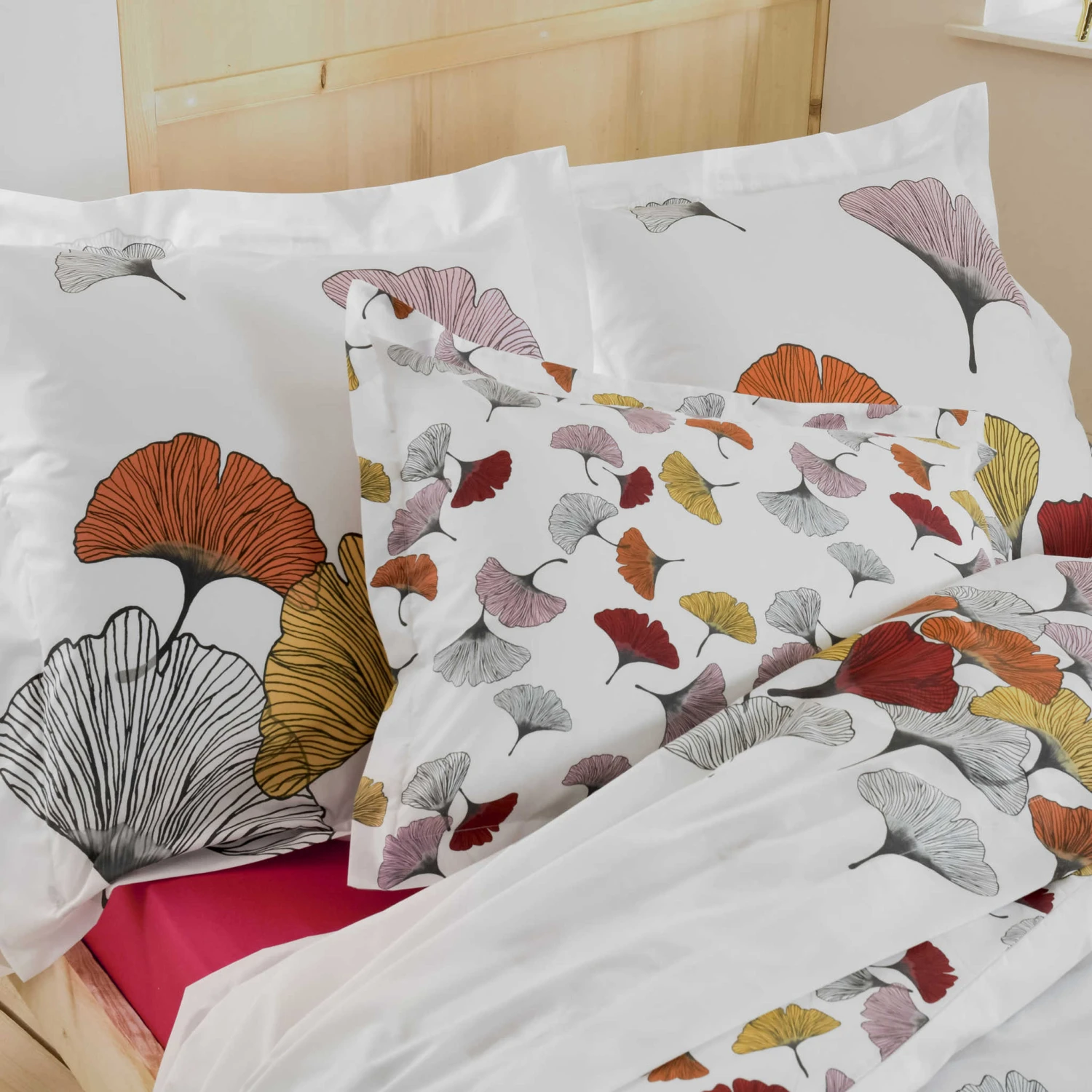 Parure De Lit Percale Ginkgo Rose - Tradilinge 5 Parure De Lit Percale Ginkgo Rose - Tradilinge – Image 3