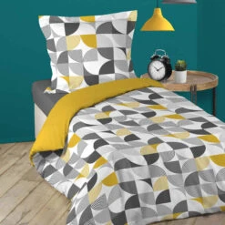 Parure De Lit Rythmo Gris -Magasin De Literie parure rythmo gris 1p