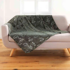 Plaid Flanelle Imprimé Métallisé Arty Line 125x150 Cm -Magasin De Literie plaid arty kaki