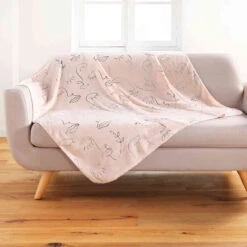 Plaid Flanelle Imprimé Métallisé Arty Line 125x150 Cm -Magasin De Literie plaid arty rose
