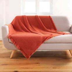 Plaid à Franges Acrylique Coraline 125x150 Cm 15 Plaid à Franges Acrylique Coraline 125x150 Cm -Magasin De Literie plaid coraline terra