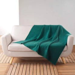 Plaid Gaufrette En Coton Uni 125x150 Cm 19 Plaid Gaufrette En Coton Uni 125x150 Cm -Magasin De Literie plaid gaufrette petrole