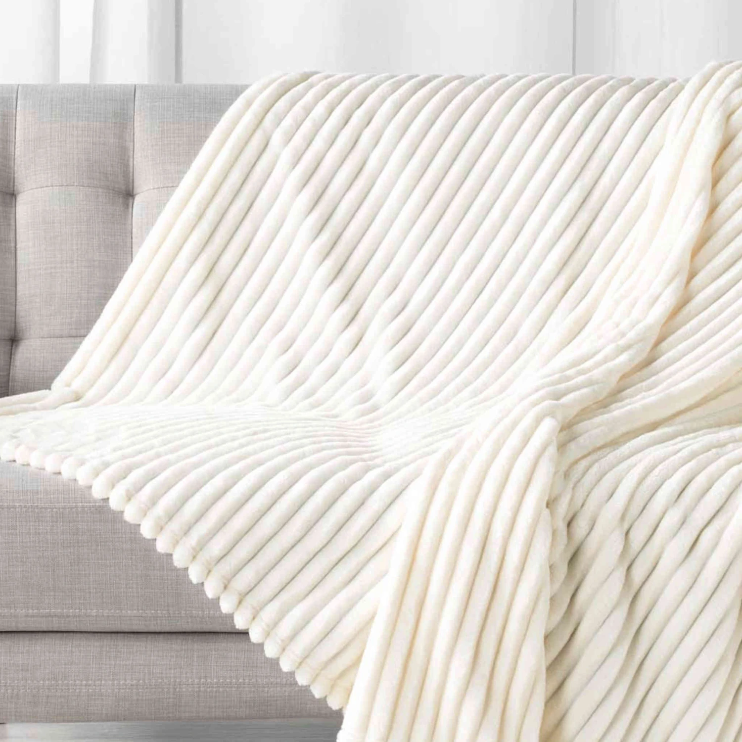 Plaid Flanelle Jacquard Uni Kalie Naturel 4 Plaid Flanelle Jacquard Uni Kalie Naturel – Image 2