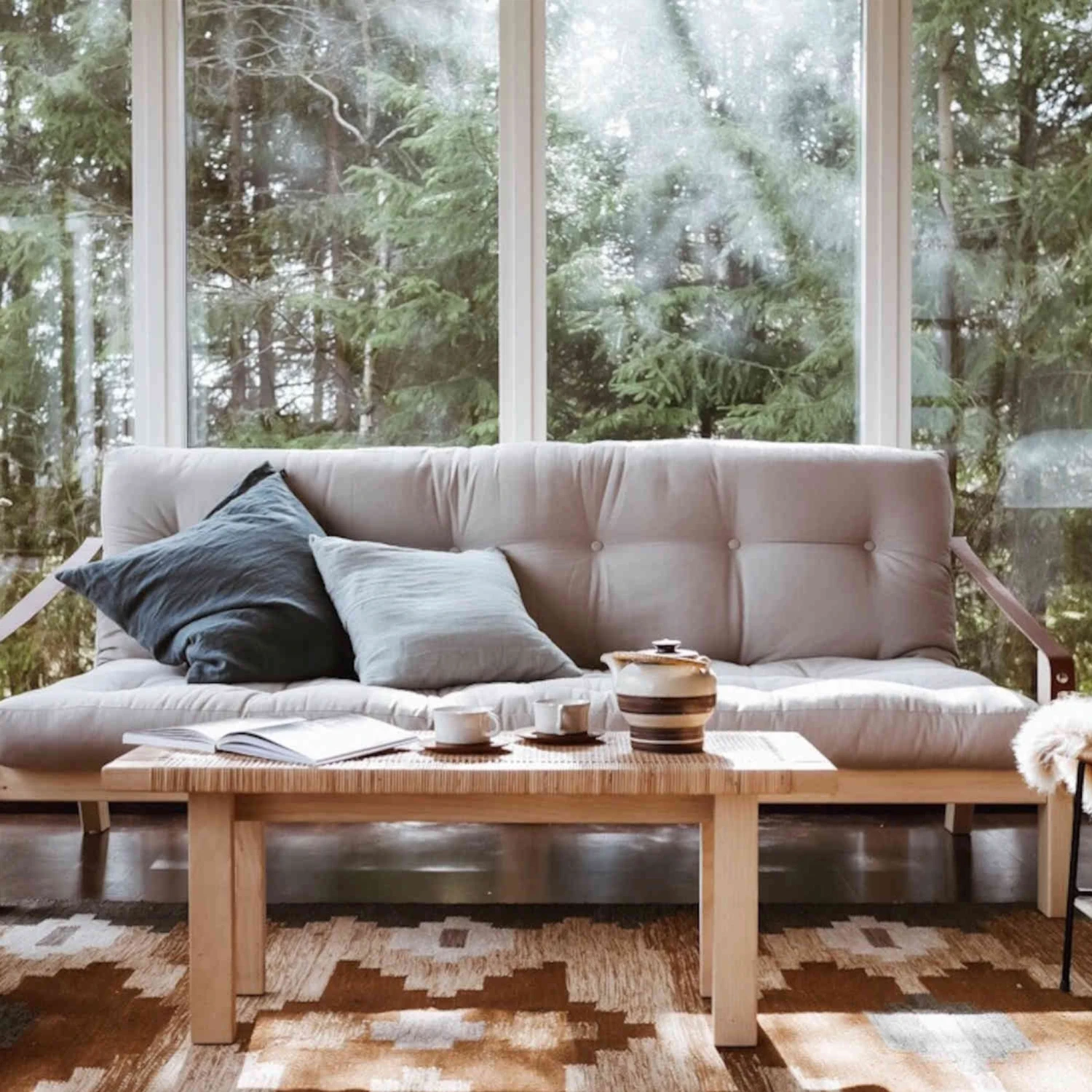 Banquette Convertible POETRY En Pin Naturel Avec Matelas Futon 8 Banquette Convertible POETRY En Pin Naturel Avec Matelas Futon – Image 6