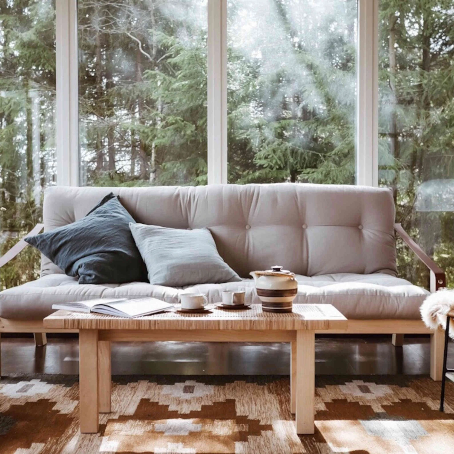 Banquette Convertible POETRY En Pin Blanc Avec Matelas Futon 7 Banquette Convertible POETRY En Pin Blanc Avec Matelas Futon – Image 5