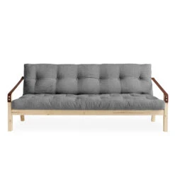 Banquette Convertible POETRY En Pin Naturel Avec Matelas Futon 11 Banquette Convertible POETRY En Pin Naturel Avec Matelas Futon -Magasin De Literie poetry gris fond blanc 1