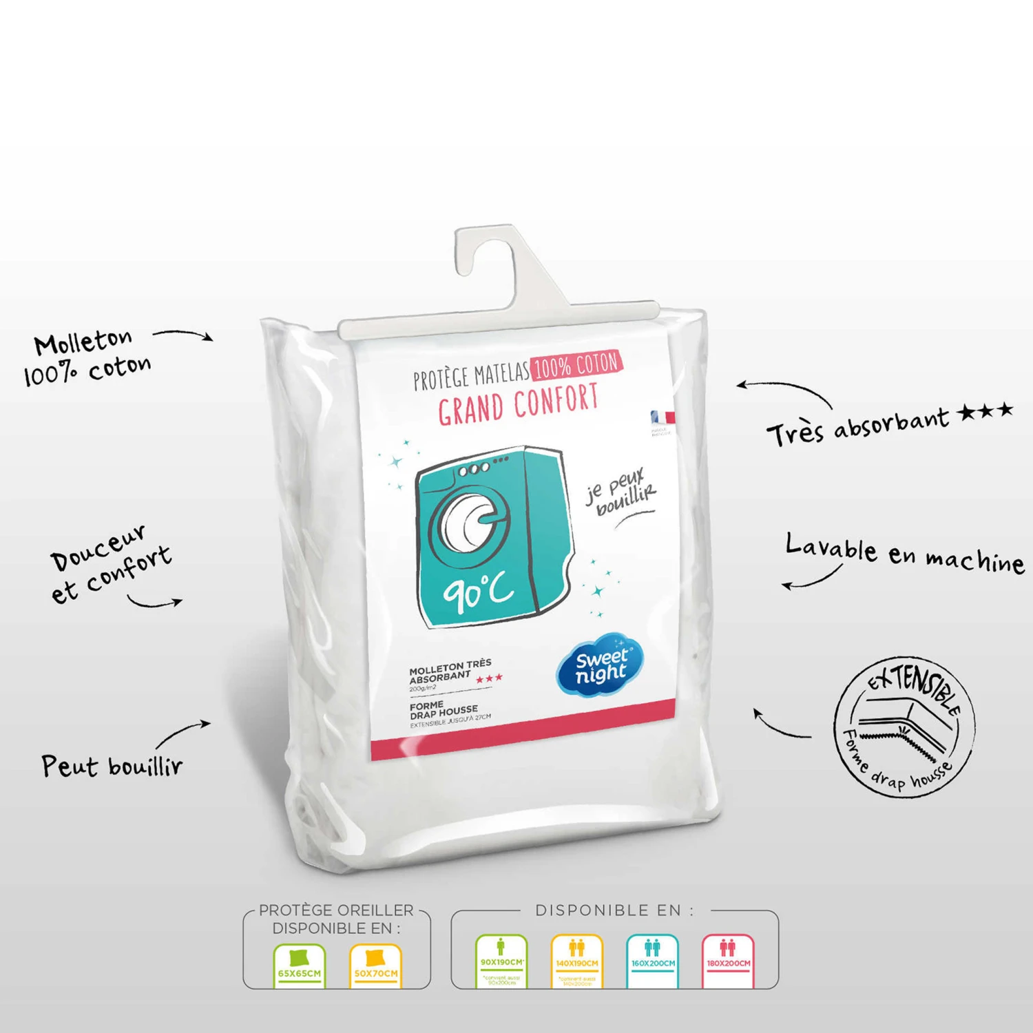 Protège Matelas 100% Coton Anti-rétrécissement Absorbant Silencieux Et Respirant 5 Protège Matelas 100% Coton Anti-rétrécissement Absorbant Silencieux Et Respirant – Image 3