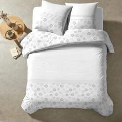 Parure De Lit Reine Blanc -Magasin De Literie reine vue du dessus 1