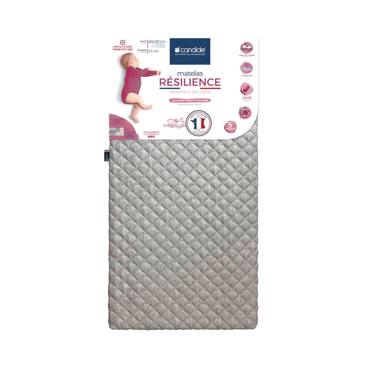 Candide Matelas Bébé Déhoussable RESILIENCE 3 Candide Matelas Bébé Déhoussable RESILIENCE