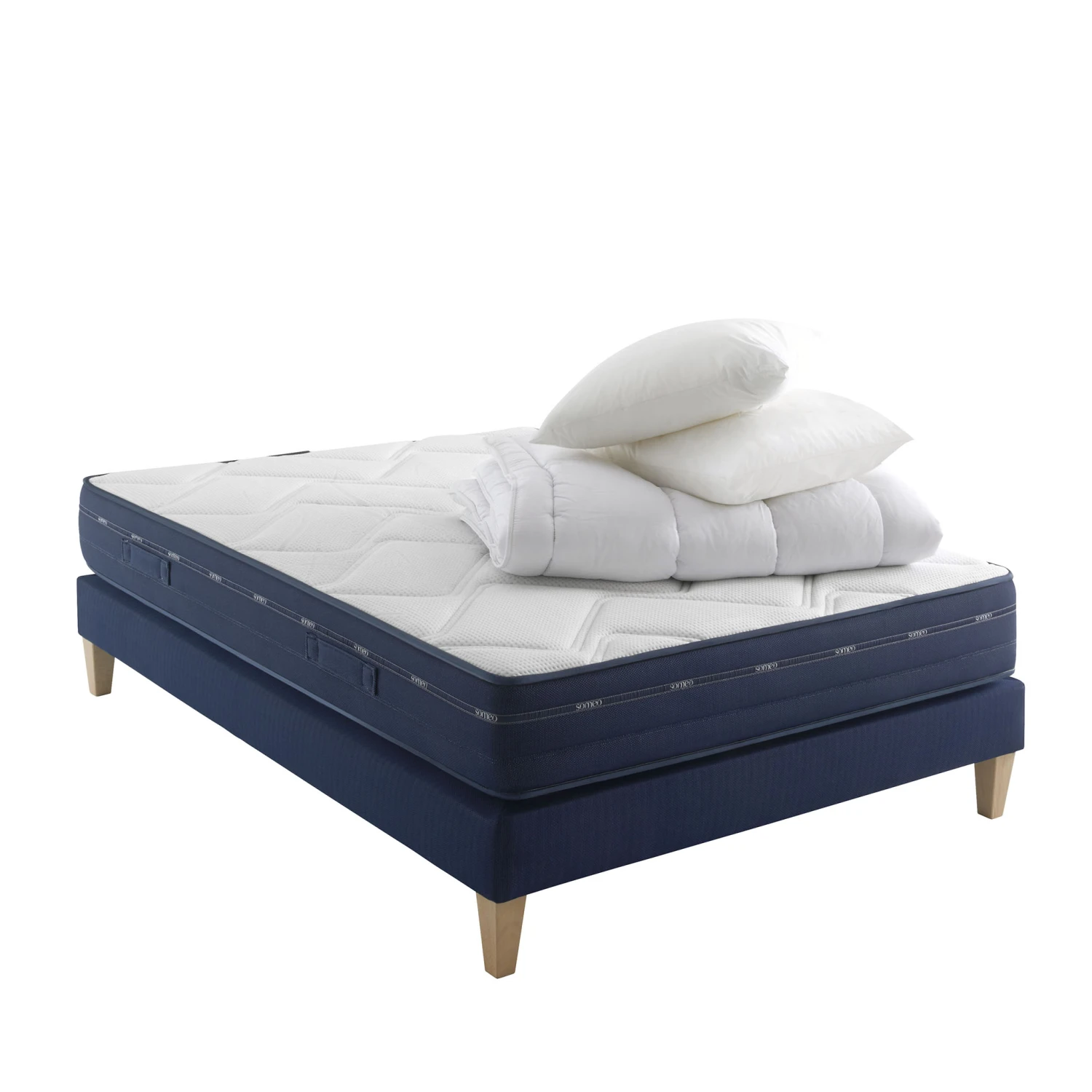 Ensemble Matelas Ressorts Et Mémoire De Forme, Sommier, Pieds, Couette Et Oreiller Rêve 500 - SOMEO 3 Ensemble Matelas Ressorts Et Mémoire De Forme, Sommier, Pieds, Couette Et Oreiller Rêve 500 - SOMEO