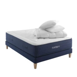 Ensemble Matelas Ressorts, Latex Et Mémoire De Forme, Sommier, Pieds, Couette Et Oreiller Rêve 700 - SOMEO
