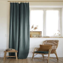 Rideau à Pinces Ajustable Lin 140x270 Cm -Magasin De Literie rideau ajustable lin gris ambiance 1