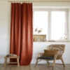 Rideau à Pinces Ajustable Lin 140x270 Cm 1 Rideau à Pinces Ajustable Lin 140x270 Cm -Magasin De Literie rideau ajustable lin orange ambiance 1
