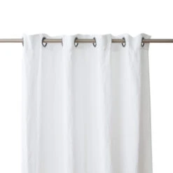 Rideau à œillets En Lin Lavé 140x250 -Magasin De Literie rideau lin oeillets blanc face fond blanc 1