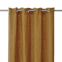 Rideau à œillets En Lin Lavé 140x250 -Magasin De Literie rideau lin oeillets miel face fond blanc