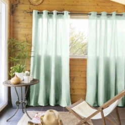 Lot De 2 Rideaux Tamisants à œillets 140x260 17 Lot De 2 Rideaux Tamisants à œillets 140x260 -Magasin De Literie rideau tamisant vert 2