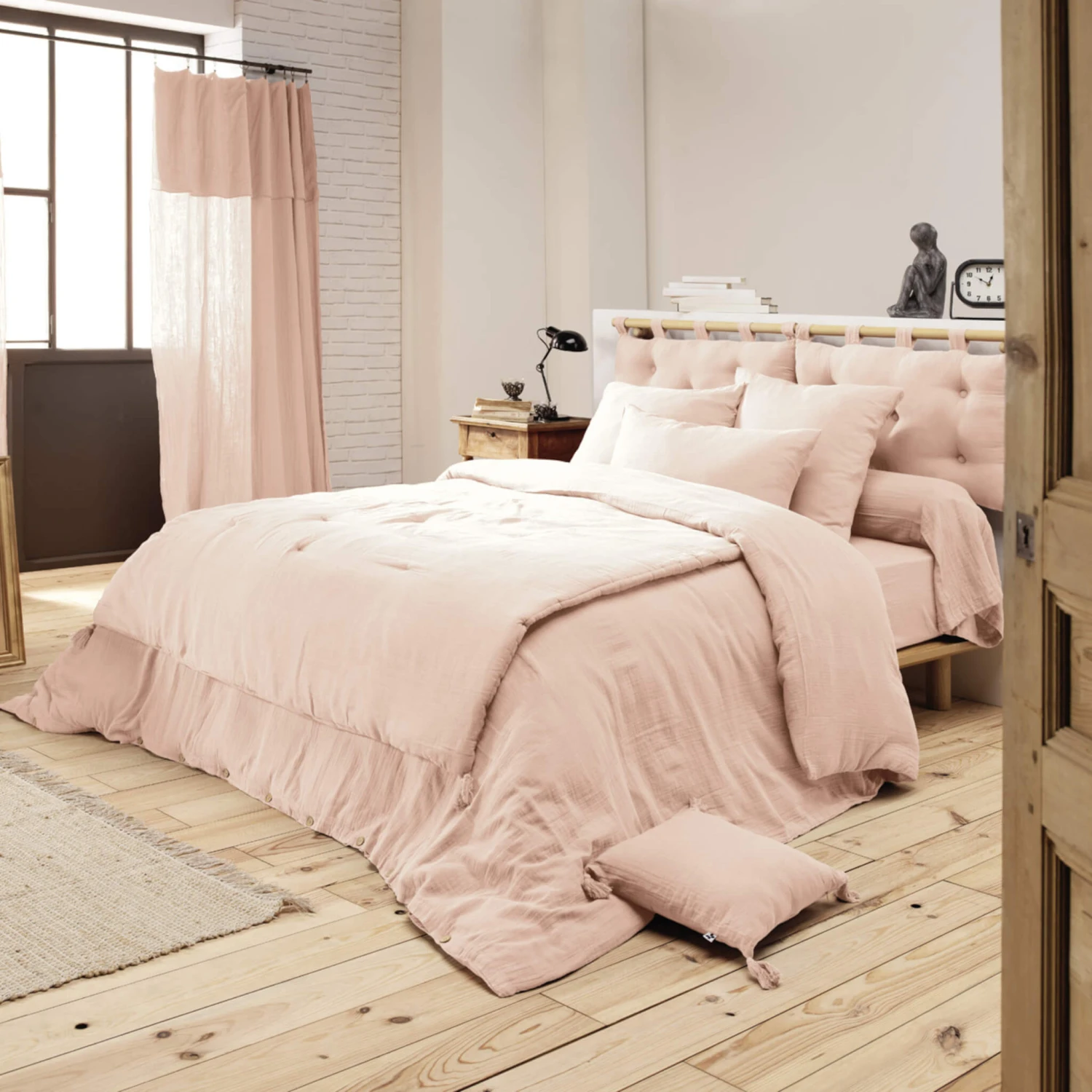 Housse De Couette Double Gaze De Coton Rose 5 Housse De Couette Double Gaze De Coton Rose – Image 3