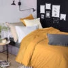 Housse De Couette Satin De Coton Moutarde - Tradilinge 2 Housse De Couette Satin De Coton Moutarde - Tradilinge -Magasin De Literie satinmoutarde