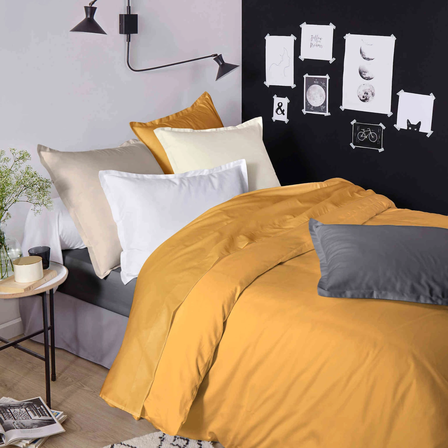 Housse De Couette Satin De Coton Moutarde - Tradilinge 3 Housse De Couette Satin De Coton Moutarde - Tradilinge