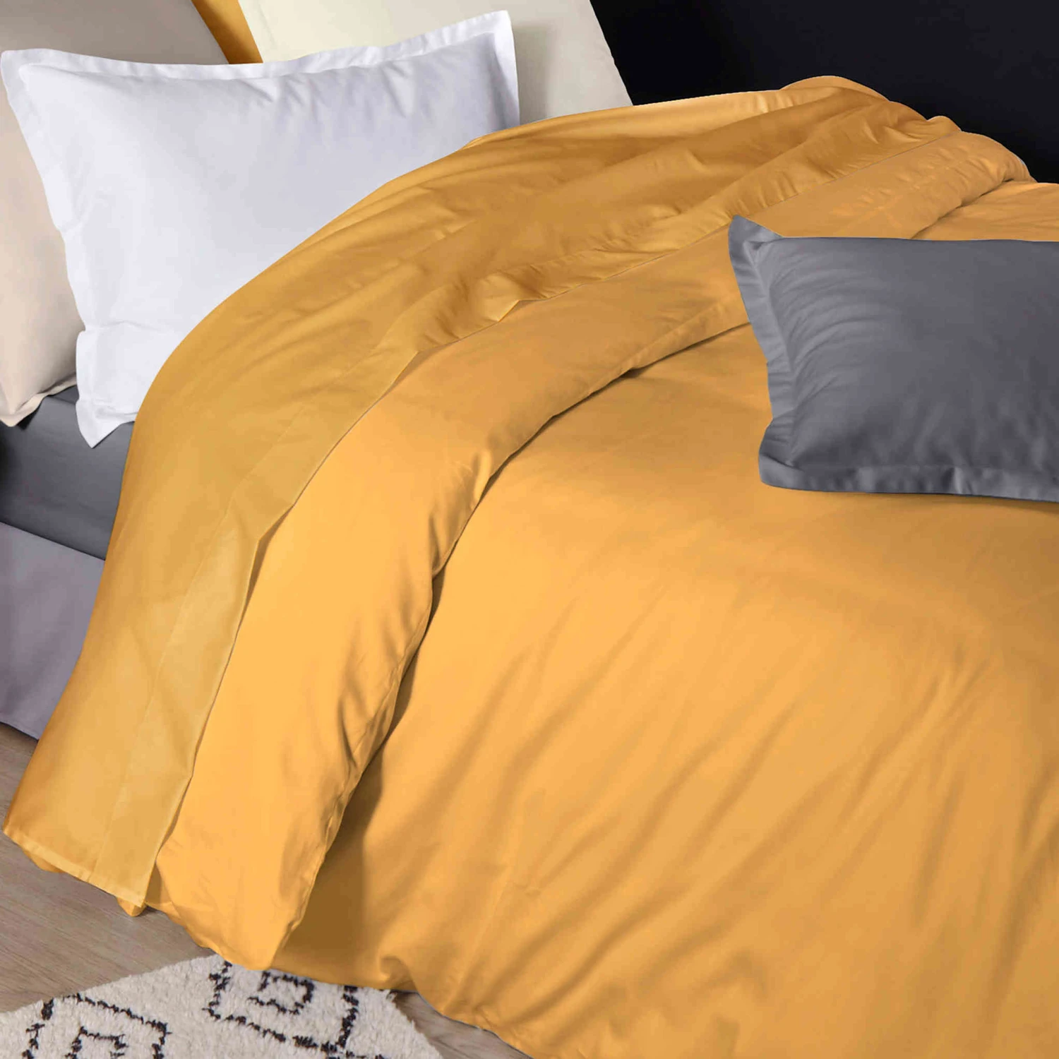 Housse De Couette Satin De Coton Moutarde - Tradilinge 4 Housse De Couette Satin De Coton Moutarde - Tradilinge – Image 2