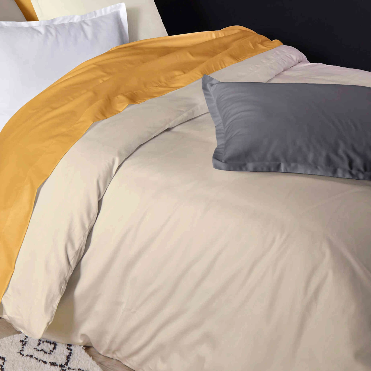 Housse De Couette Satin De Coton Taupe - Tradilinge 4 Housse De Couette Satin De Coton Taupe - Tradilinge – Image 2