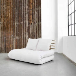 Matelas Futon Et Tête De Lit Bois Massif Naturel SHIN SANO 140x200 -Magasin De Literie shin sano naturel ambiance 3
