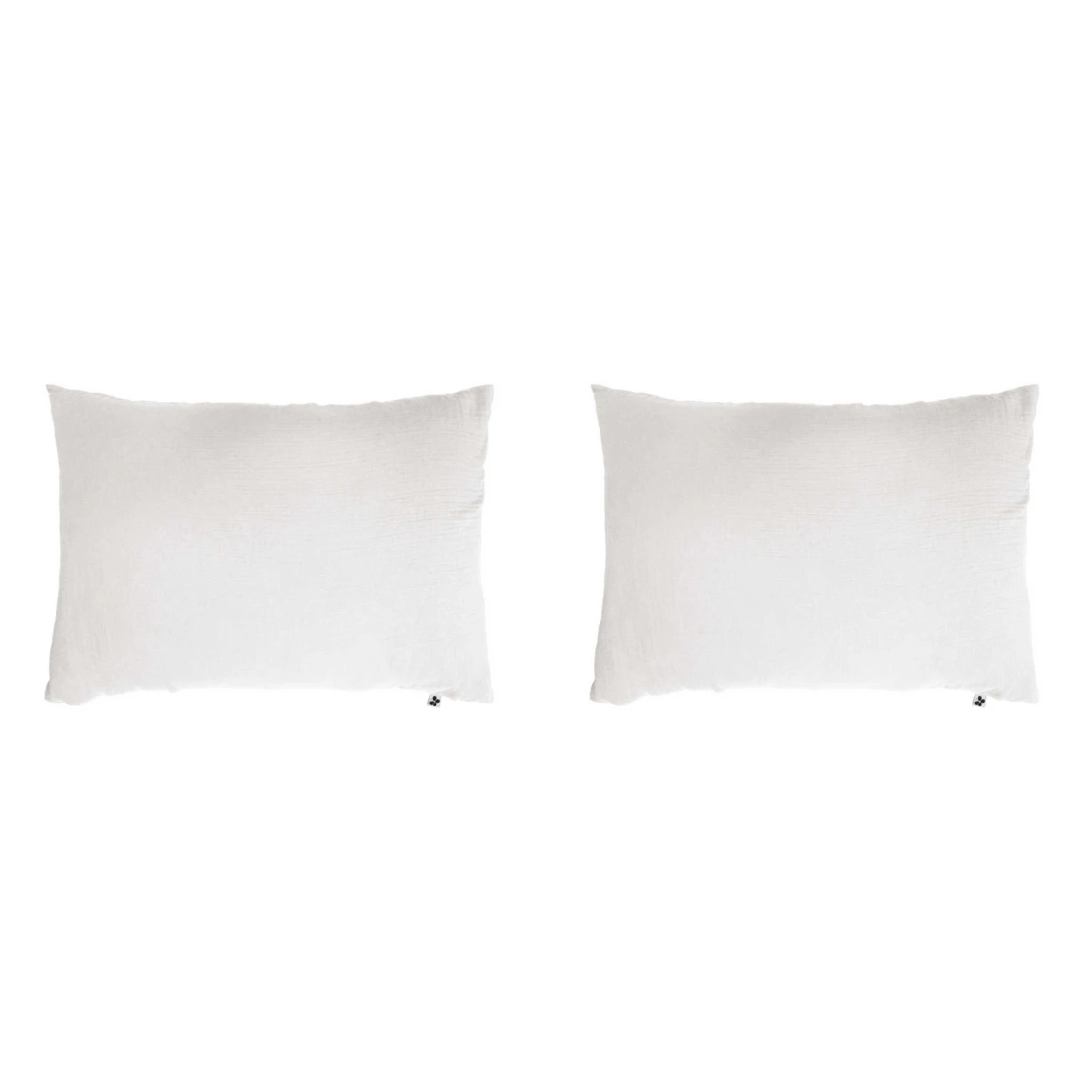 Lot De 2 Taies D'oreillers Double Gaze De Coton Blanc 4 Lot De 2 Taies D'oreillers Double Gaze De Coton Blanc – Image 2