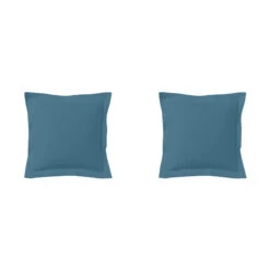 Lot De 2 Taies D'oreillers Bleu Minéral 100% Coton Biologique