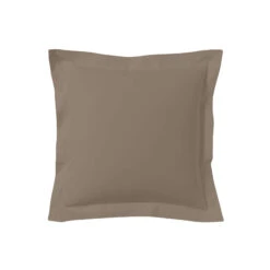 Lot De 2 Taies D'oreillers Taupe 100% Coton Biologique 7 Lot De 2 Taies D'oreillers Taupe 100% Coton Biologique -Magasin De Literie taie oreiller coton bio taupe fond blanc 2