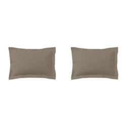 Lot De 2 Taies D'oreillers Taupe 100% Coton Biologique 8 Lot De 2 Taies D'oreillers Taupe 100% Coton Biologique -Magasin De Literie taie oreiller coton bio taupe fond blanc 3