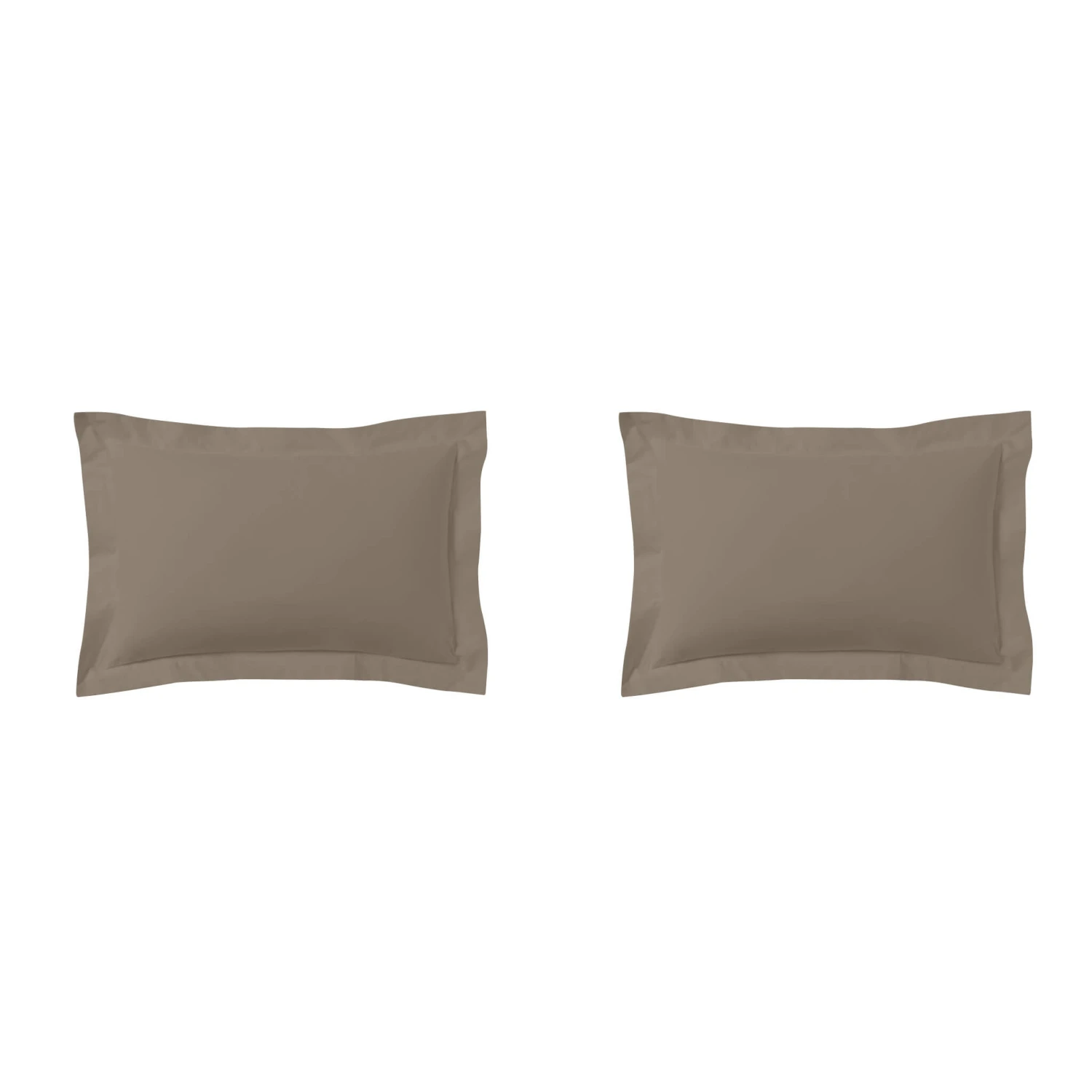 Lot De 2 Taies D'oreillers Taupe 100% Coton Biologique 5 Lot De 2 Taies D'oreillers Taupe 100% Coton Biologique – Image 3