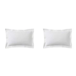 Lot De 2 Taies D'oreillers Blanc 100% Coton 8 Lot De 2 Taies D'oreillers Blanc 100% Coton -Magasin De Literie taie oreiller coton blanc fond blanc 3